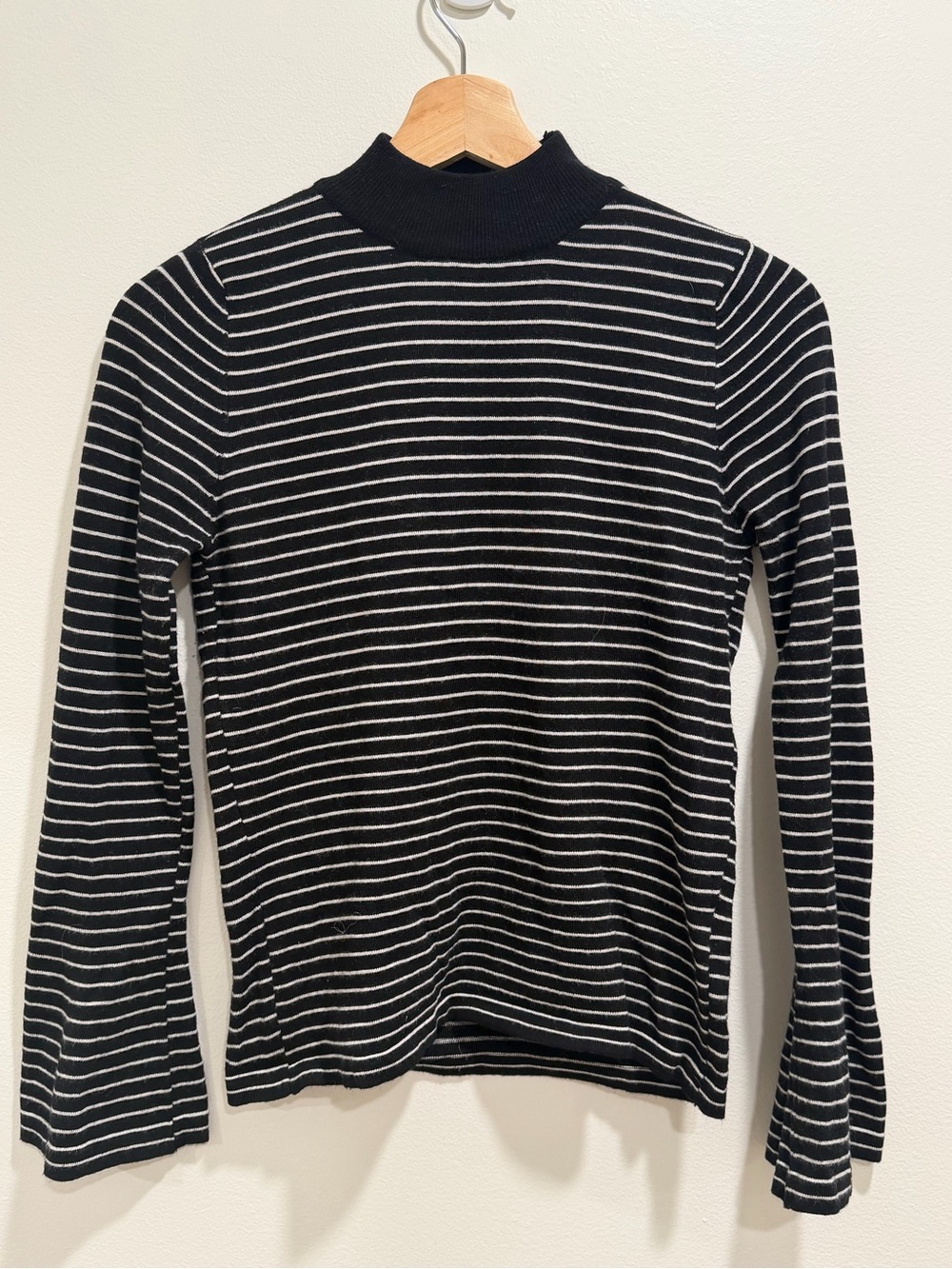 OAK + FORT Black & White Striped mock neck Sweater